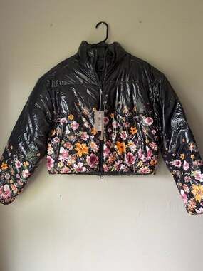 Cozi Reversible Floral Black Puffer Jacket t3